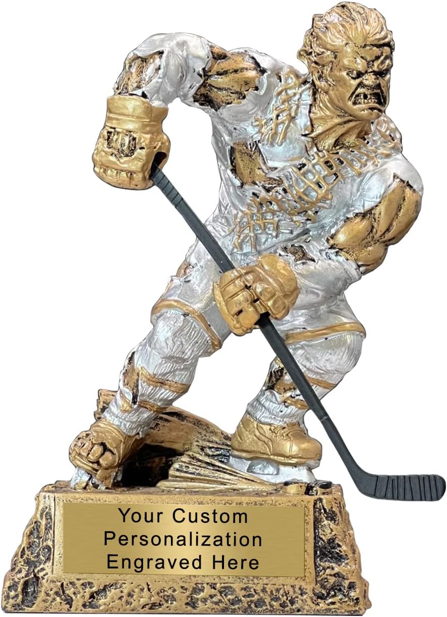 K2AWARDS Monster Hockey Trophy - 6.50 inch Action Hockey Trophy with Custom Plate