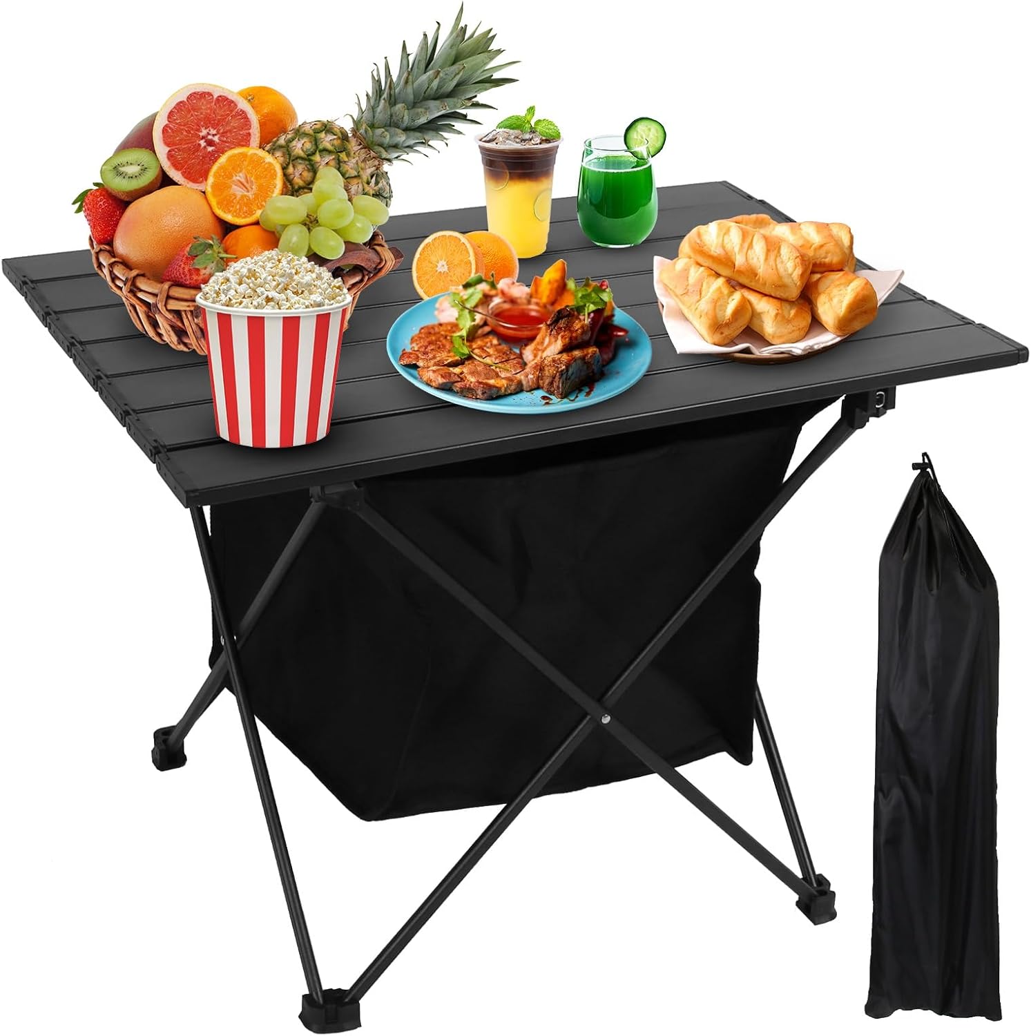 KOCASO Camping Table Lightweight Beach Table with Storage Portable Folding Ta ble with Carry Bag, Backpacking Tent Table for Travel, Picnic, BBQ, Outdoor Cooking（L）