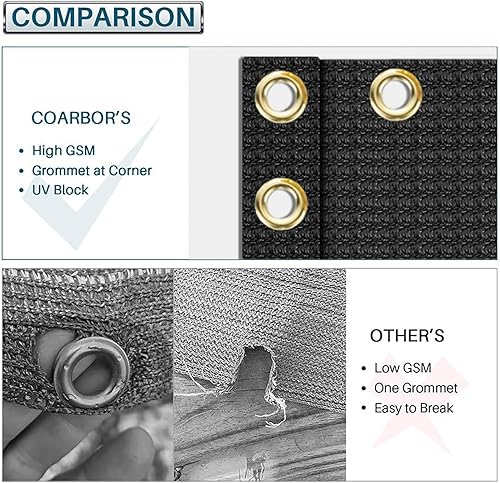 Miniatura 4 de Coarbor Cubierta de malla para valla de privacidad de 3 x 50 pies para balcón, porche, terraza, terraza, patio, barandilla de 160 GSM, hasta un 90%