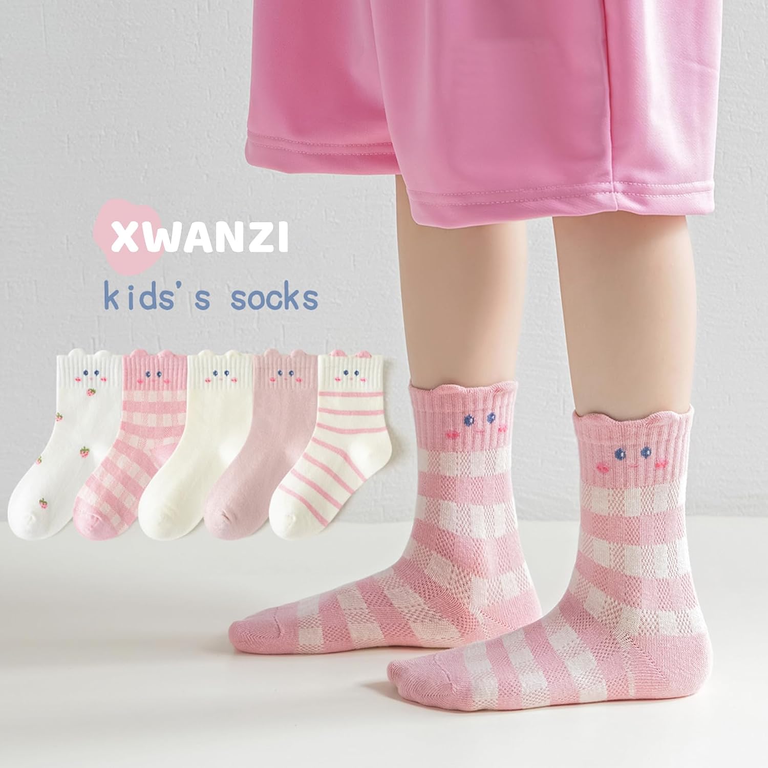 Kid Socks Mid-Calf Colorful Ruffle Crew Socks Cute Soft Novelty Socks for Girls 5 Pairs