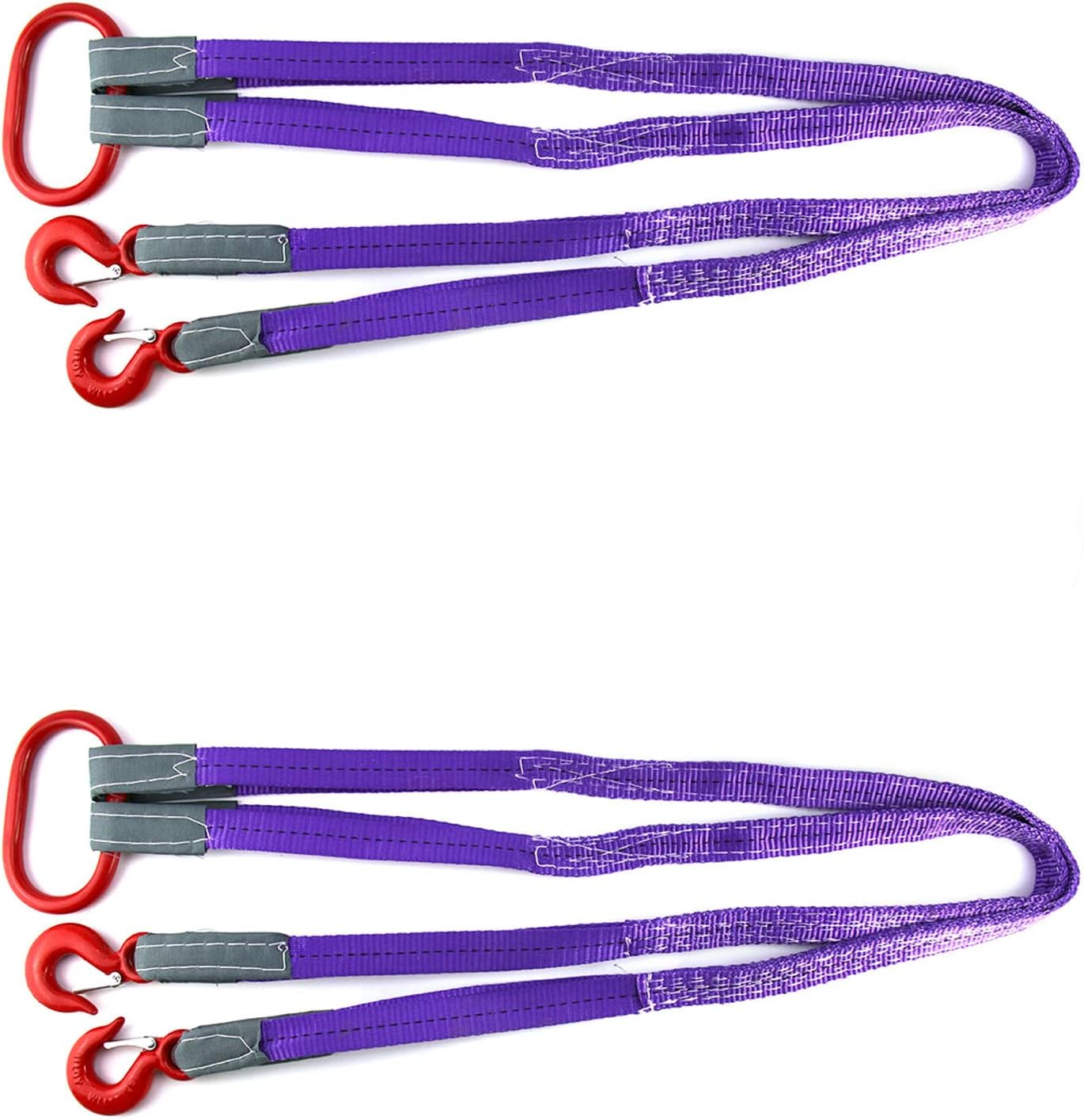 QWORK Lifting Slings Straps with Hooks - 5 Feet, 4409 Pounds Capacity, 2 Pack Polyester Webbing - Purple Rigging Straps for Engines, Cranes, Hoists - Image 7