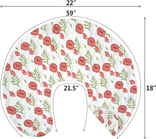 Miniatura 9 de Fundas de almohada vintage de amapolas rojas para lactancia, para niños y niñas, diseño de amapolas en acuarela, funda de almohada floral para