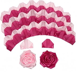200Pcs Premade Ribbon Rose Petals for Florist Crafting Ramos Forever Flower Bouquets,Floral Petalos De Rosas Eternas Rose Arrangements Supplies for Wedding,Anniversary