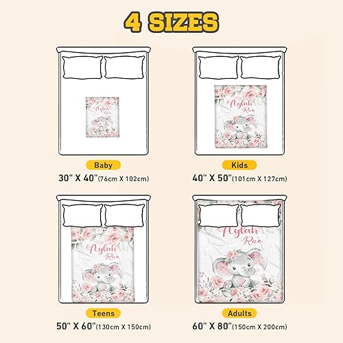 Miniatura 3 de Lanleay Mantas suaves personalizadas para cuna manta de ropa de cama de cuna de elefante con nombre personalizado para niños y niñas, regalos