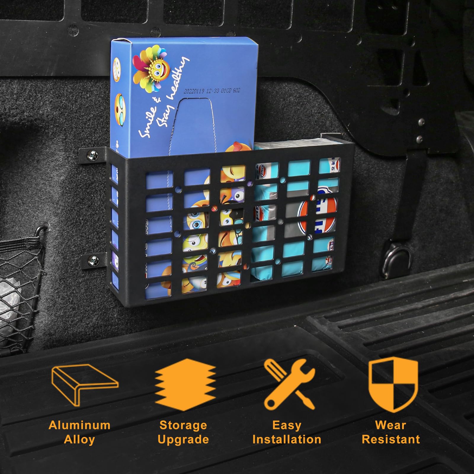2 scatole portaoggetti universali in metallo per auto, piccole tasche cargo con pannello Molle, sistema di archiviazione per auto, camion, camper, barca, casa, nero