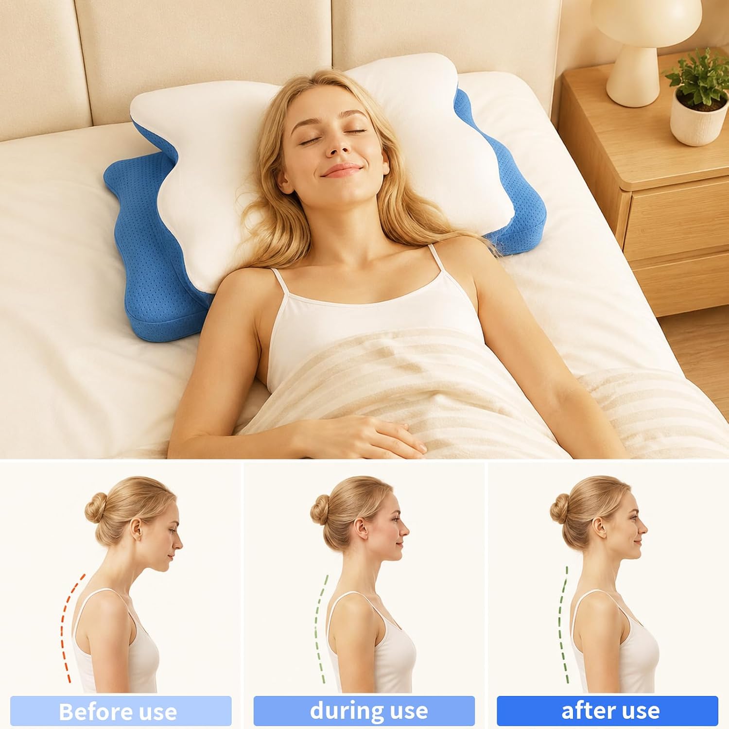 Cervical Pillow for Neck Pain, Cooling Side Sleeper | Ergonomic memory foam cervical pillow for side sleepers, cooling cover, neck pain relief, adjustable height