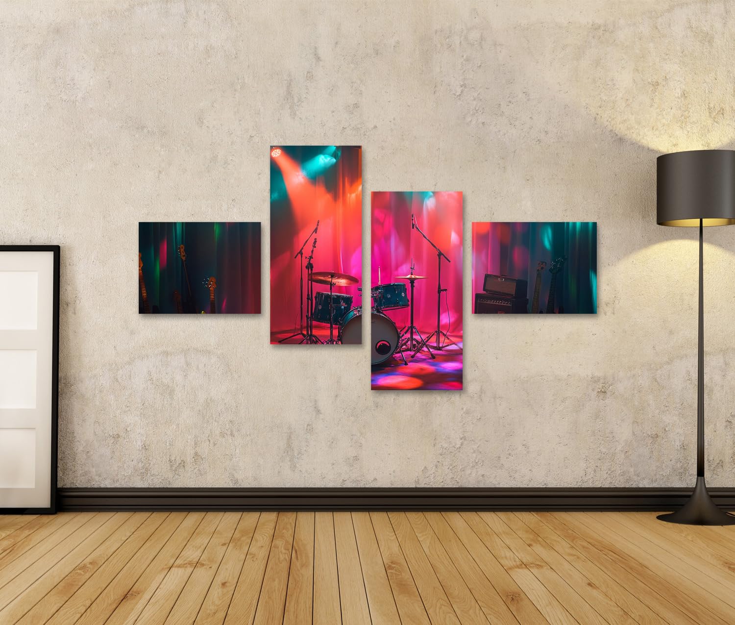 islandburner Prime Immagine su tela Luce colorata e strumenti sul palco per soggiorno amanti della musica negozio immagini murali poster
