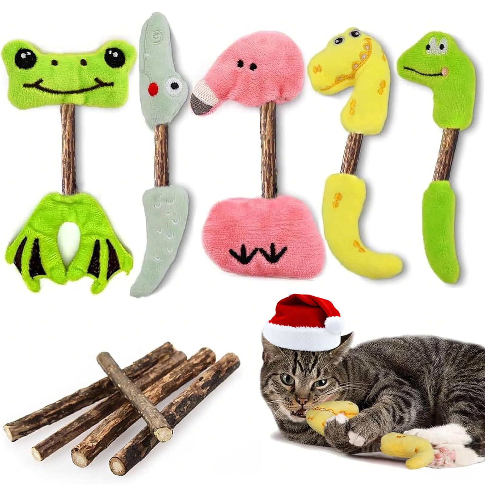 10 Piezas Juguetes para Gatos - Juguetes Gatos Catnip para Gatos, Palitos Masticables Matatabi para Gatos, Suministros para Gatos Que Se Pueden Usar para Morder, Patear y Dormir