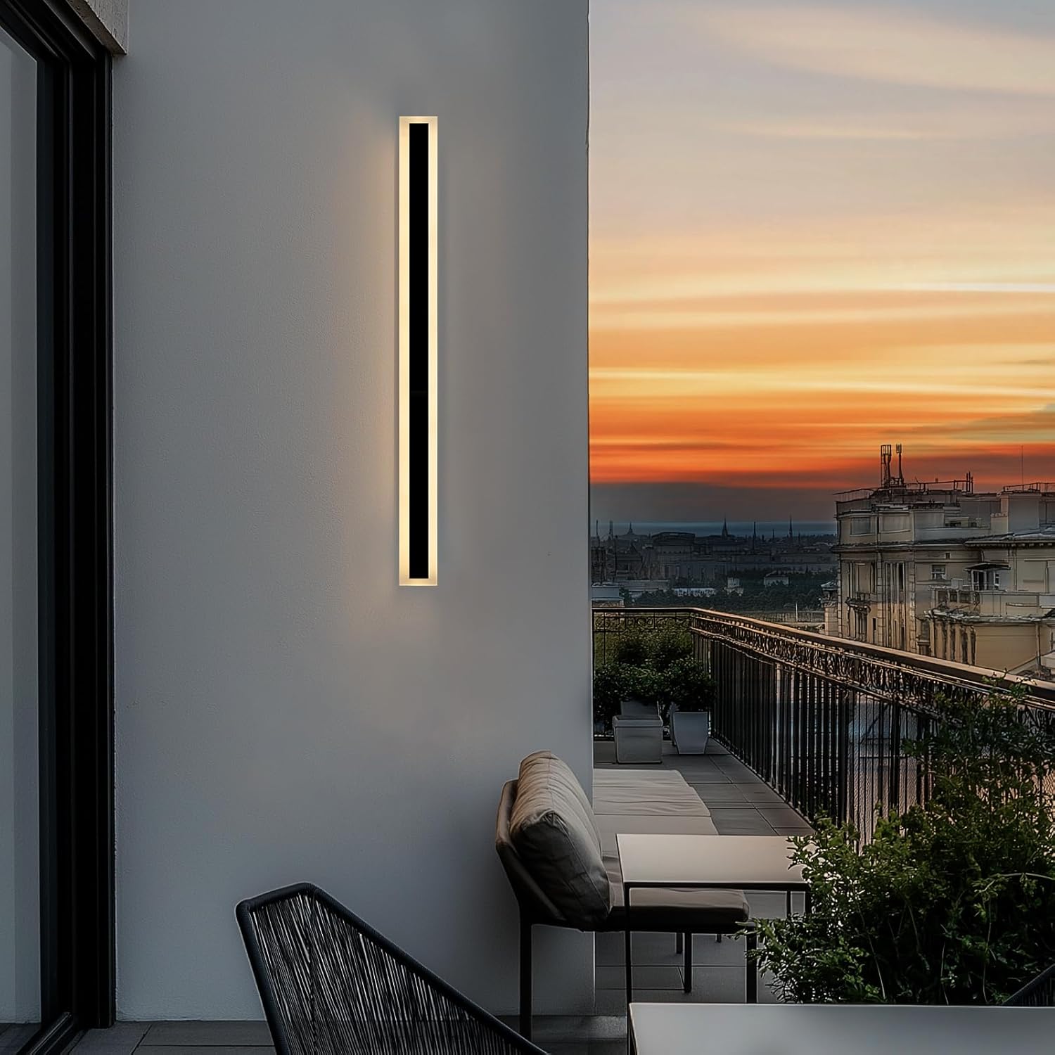 TooCust 40inch Modern Outdoor Wall Light Long Exterior Sconce, IP65 Waterproof 3000K Warm White Linear Lamp, Stainless Iron Wall Mounted Lighting for Front Door Garage Patio Garden, 50W, 1PACK