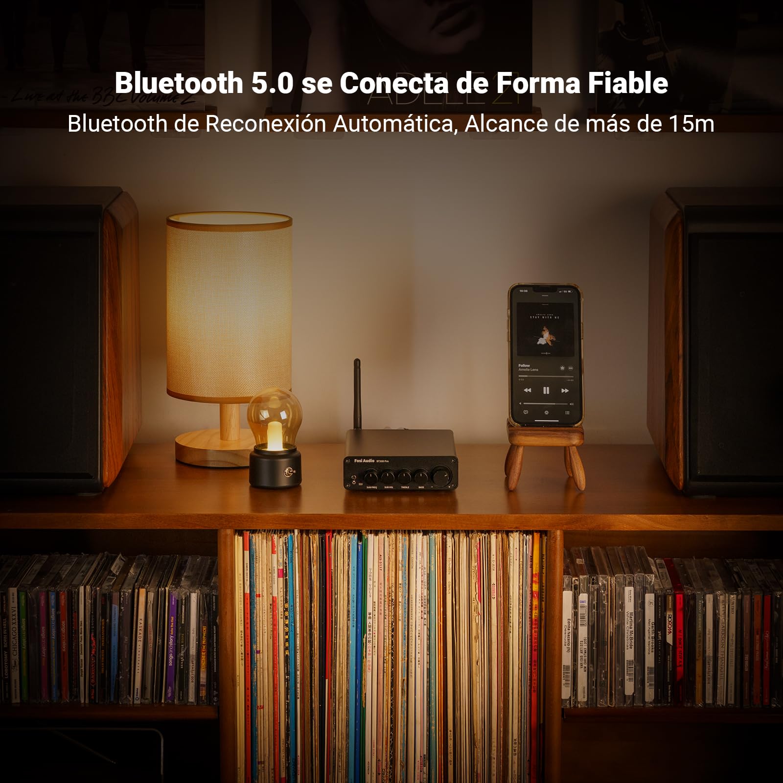 Fosi Audio BT30D Pro Mini Amplificador Bluetooth HiFi, Amp de Subwoofer de 2.1 Canales, con Chips TPA3255 de 165Wx2 + 350W y Controles de Graves y Agudos, para Altavoces de Escritorio Domésticos