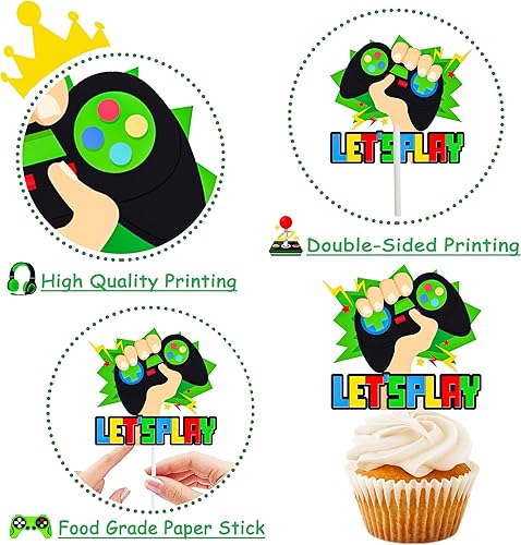 Miniatura 7 de 36 piezas de decoración de cupcakes para fiesta de videojuegos, consola de juegos, decoración de fiesta de cumpleaños, decoración de pastel para