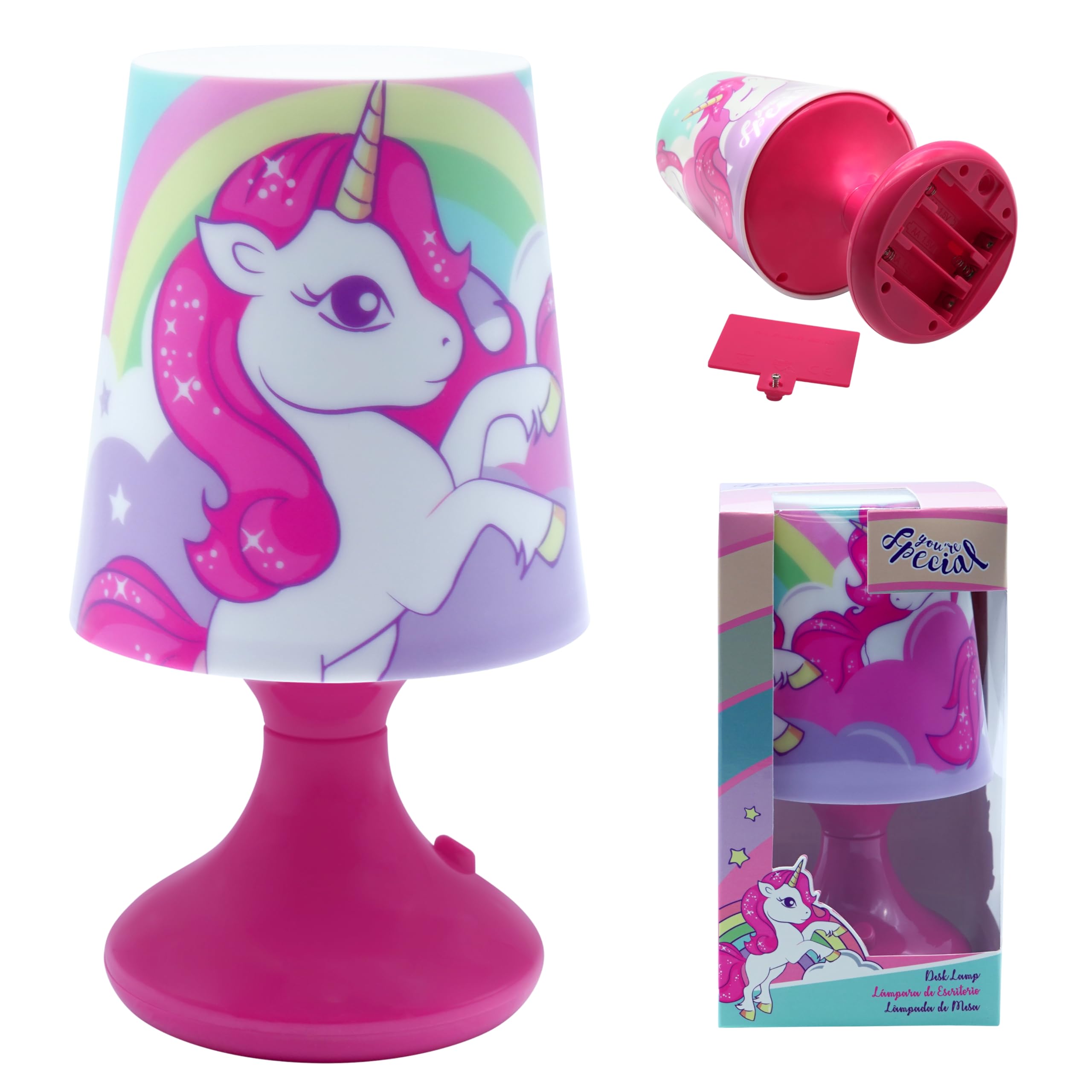 Srv Hub Girls Unicorn Table Lamp Battery Powered Bedside Lamp For Kids Night Lamp Ideal For Baby Kids Bedroom Living Room Decor Led Light – 18Cm