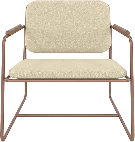 Miniatura 4 de Manhattan Comfort Whythe - Silla de piel sintética 2.0 con diseño de brazo de madera maciza, lino natural