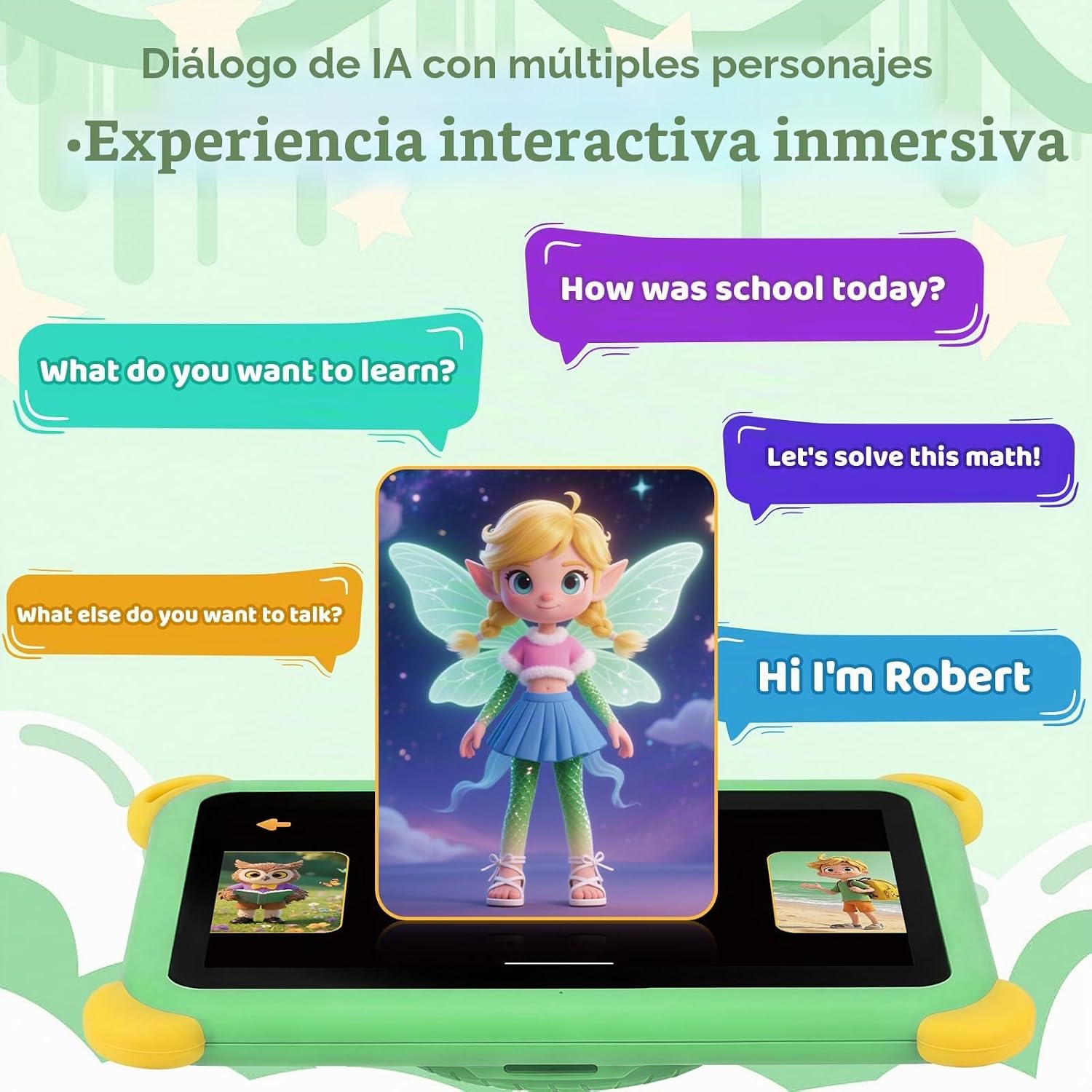 Tablet para Niños 7 Pulgadas Android 15, 20GB+64GB(1TB Expandible), WiFi 6+BT5.4, Widevine L1, Cámara con IA y Funciones Educativas, Control Parental, Tablet Infantil con Funda EVA y OTG, Verde 6