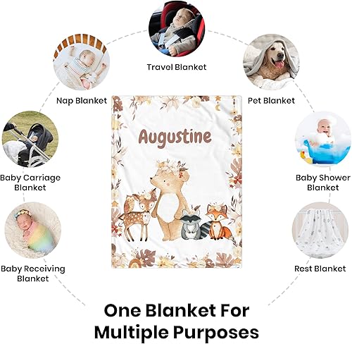 Miniatura 27 de Manta de bebé personalizada para niñas, manta de bebé personalizada con nombre, súper suave, mantas personalizadas con nombre para niños, mantas