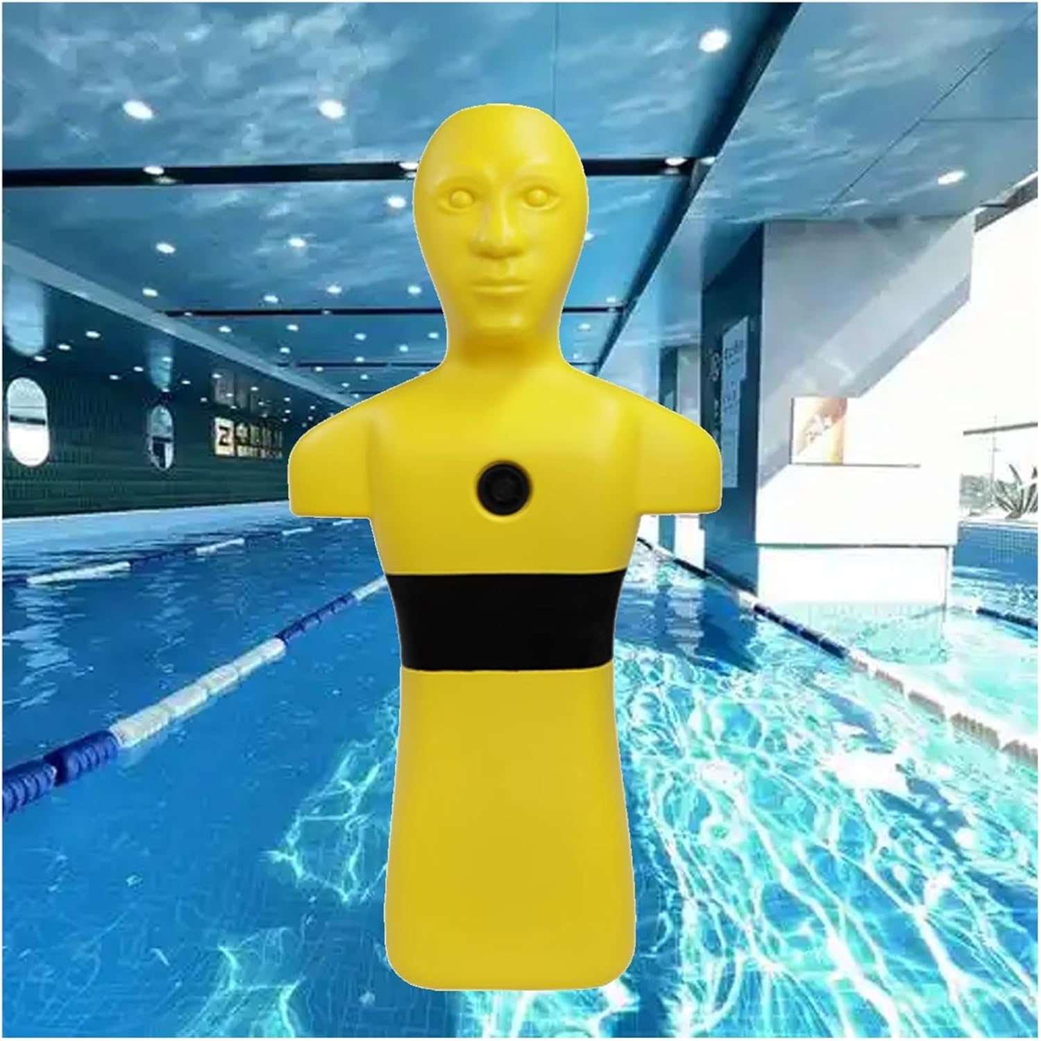 3.3 FT Tall Drowning Prevention Teaching Tools, Beach/Pool Realistic Plastic Water Rescue Training Dummy, Fire Training Drill Dummys with Inlet and Outlet Holes(Yellow)