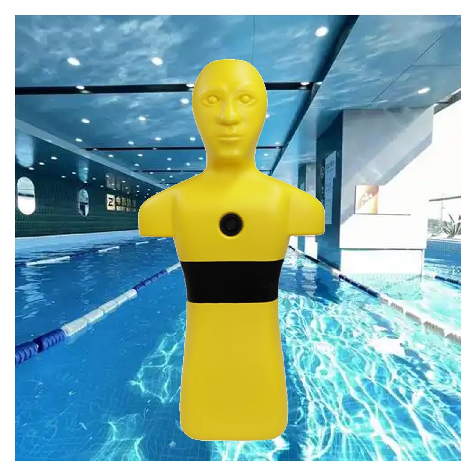 MZZKFC 3.3 FT Tall Drowning Prevention Teaching Tools, Beach/Pool Realistic Plastic Water Rescue Training Dummy, Fire Training Drill Dummys with Inlet and Outlet Holes(Yellow)