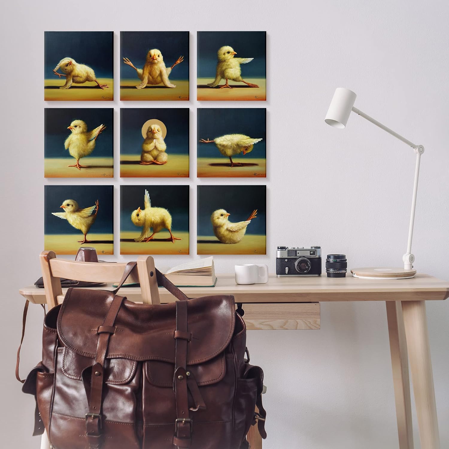 Stupell Industries Yoga Chicks Funny Farm Animals Tranquil Stretching Birds