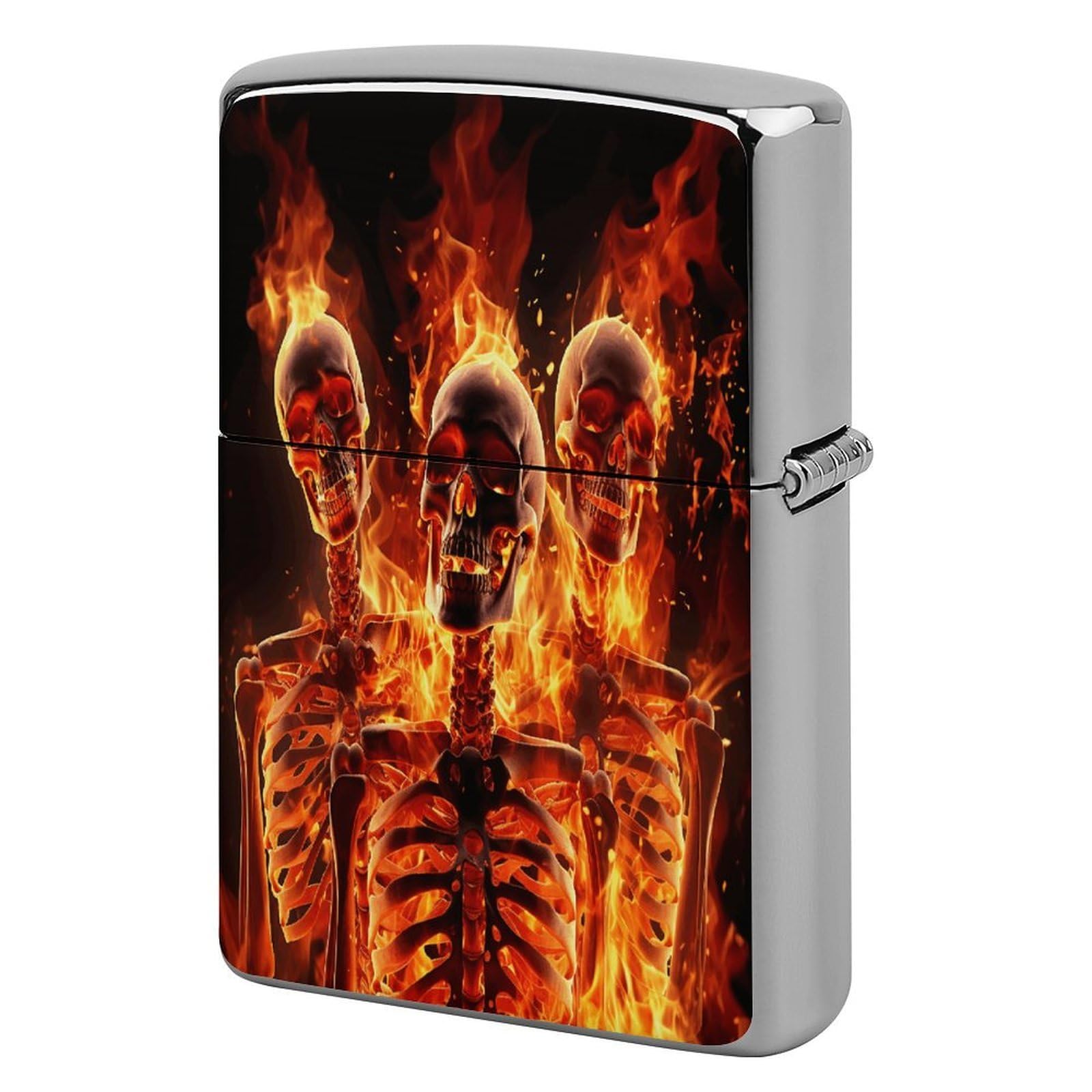 Fodpand Style Fire Skeletons Metal Lighter Case Cover Lighter Sleeve