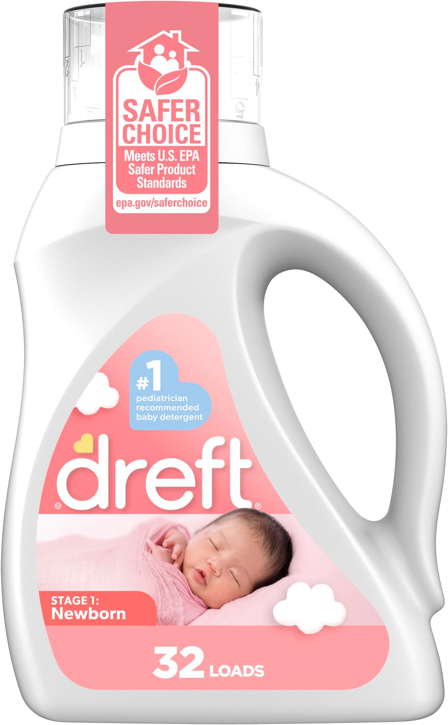 Dreft Stage 1 Newborn Baby Liquid Laundry Detergent, Gentle