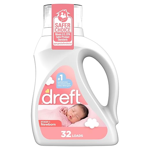 Dreft Stage 1 Newborn Baby Liquid Laundry Detergent, Gentle on Sensitive Skin, HE Compatible, 32 loads