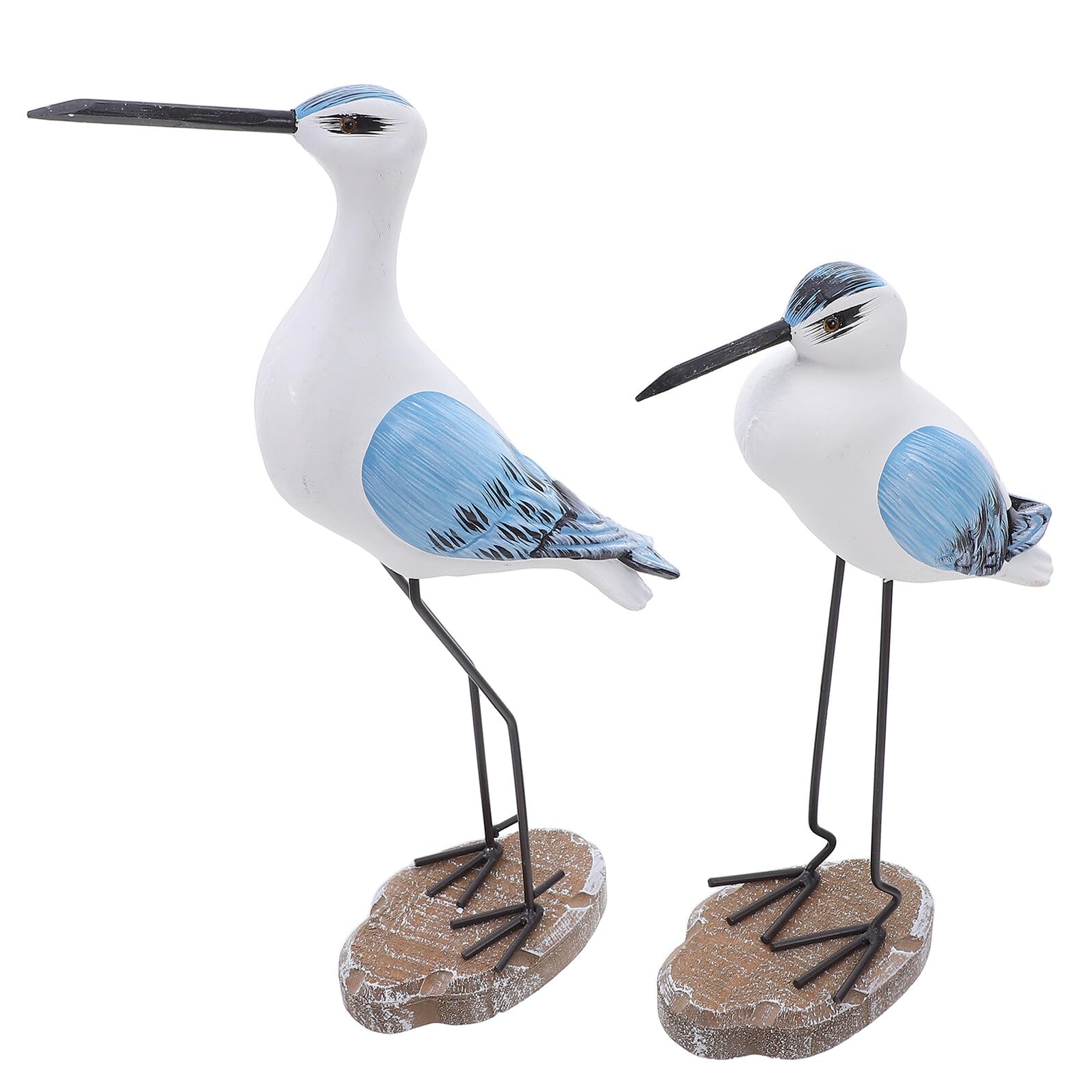 Statues oiseaux marins bois pour étagère salon et deco de table