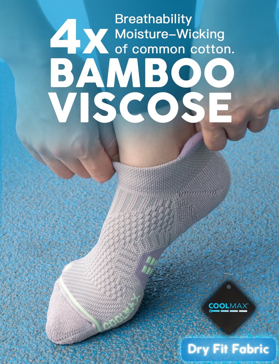 Bamboo Viscose Compression Running Athletic No Show Sock Women, Wicking Cushioned AntiBlister Walking Breathable - Image 2
