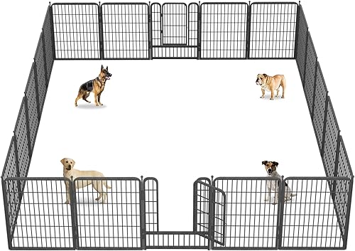 Vista 25 de Corralito para perros de 32 pulgadas de altura, 20 paneles de valla portátil para mascotas al aire libre, para patio, interior, corral para perros