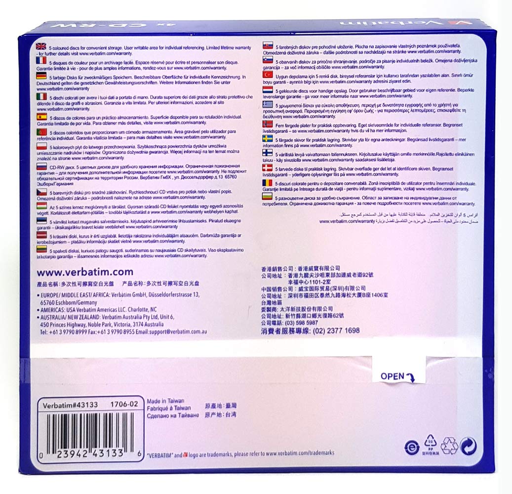 Verbatim CD-RW 700MB 4X-12X DataLifePlus With Color Branded - View #14