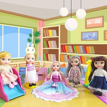 6.3'' Baby Girls Doll Toys, Includes Handmade Doll Clothes, 5 Sets 6.3 Small Girl Dolls, 5 Pairs of Shoes.
