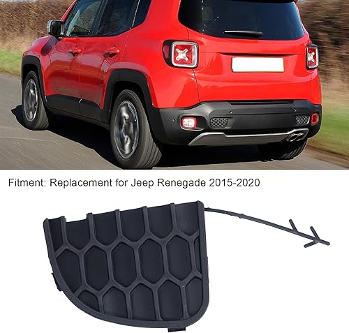 Miniatura 2 de Cubierta de gancho de remolque, cubierta de gancho de remolque para parachoques trasero Fydun 735645726 5VW91LXHAA, repuesto negro para Renegade