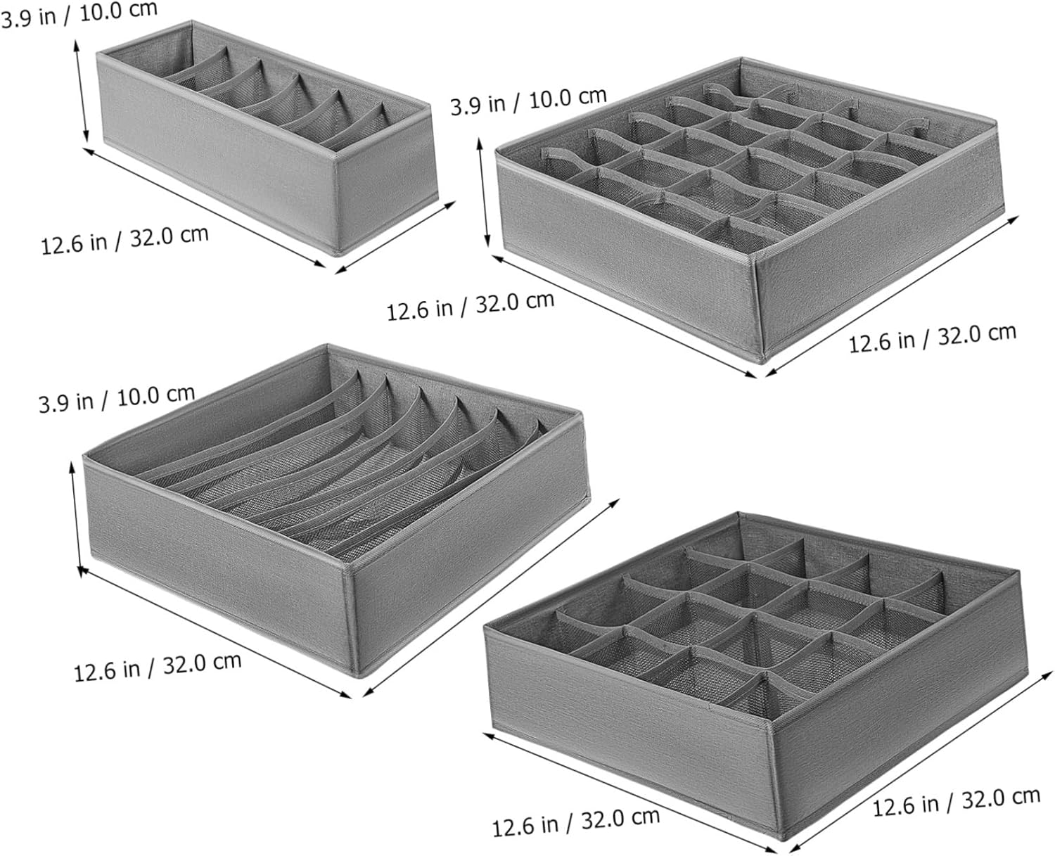 Cabilock 4Pcs Foldable Cationic Drawer Organizer for Underwear Socks Bras and Ties Space Saving Closet Storage Boxes Cells for Efficient Clothing