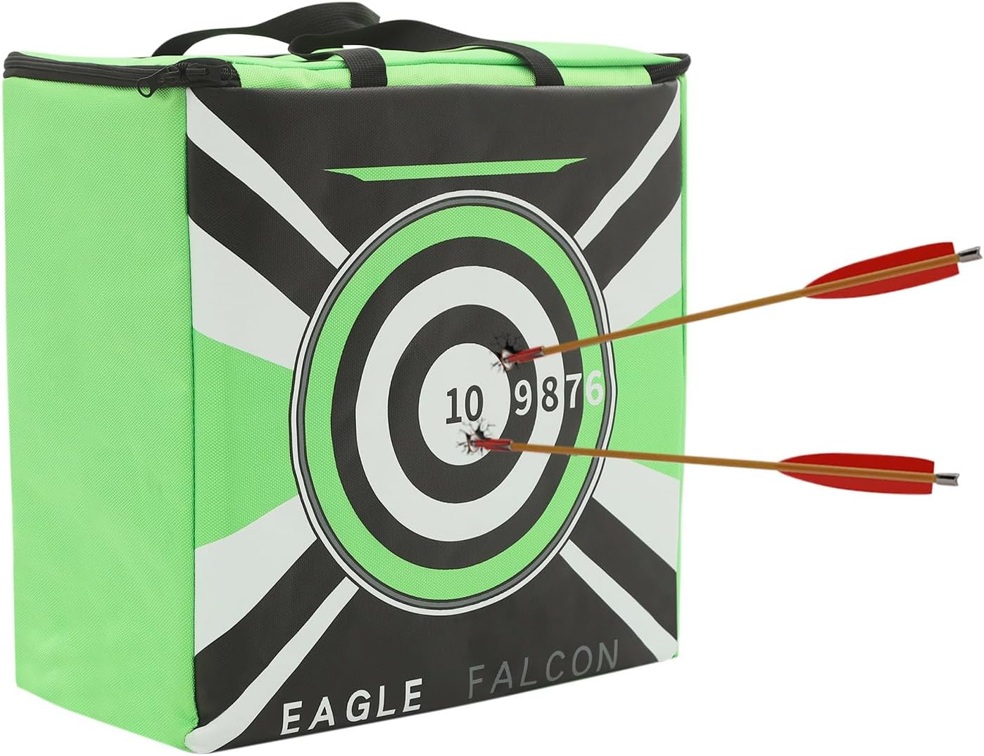 Archery Target, 15.75"x 7.87" x 15.75" Portable Arrow Target, Dual-Sided Design Target for Archery, Indoor, Outdoor - for Bows up to 60lbs (Black & Green)