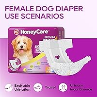 Vista 6 de HONEY CARE All-Absorb Disposable Female Dog Diapers Small Size, Improved, 40 Count, Super Absorbent, Breathable, Wetness Indicator