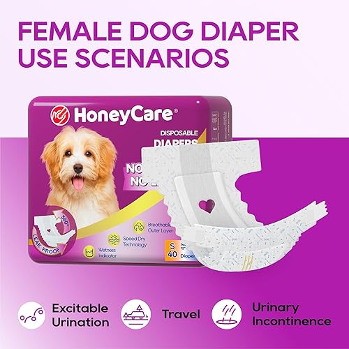Miniatura 6 de HONEY CARE All-Absorb Disposable Female Dog Diapers Small Size, Improved, 40 Count, Super Absorbent, Breathable, Wetness Indicator