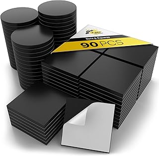 90 Magnetic Squares, Rectangles and Circles with Self Adhesive Backing - Peel & Stick Magnetic Dots and Squares - Flexible Sticky Magnets - Sheets is Alternative to Magnetic Stickers, Tape and Labels