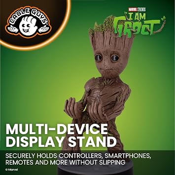 Cableguys Marvel Smiley Toddler Groot Controller Holder & Phone Stand - Gaming Accessories for Room and Desk Setup, Holder Compatible with Xbox, PlayStation & Most Standard Game Controllers