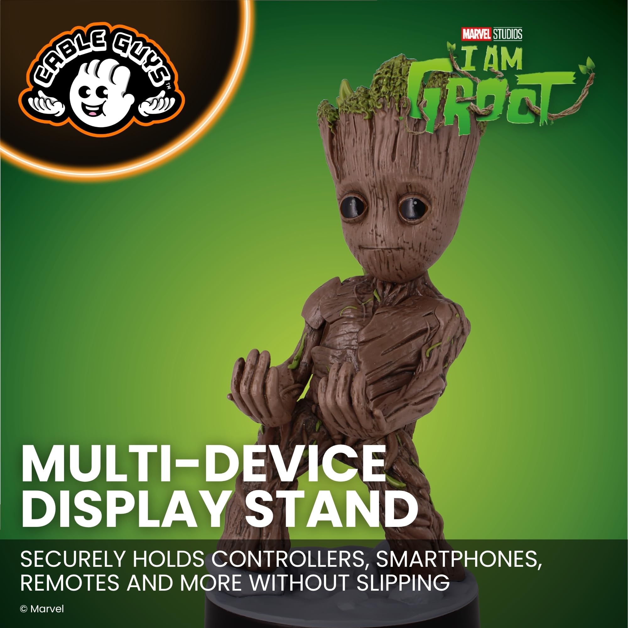 Cableguys Marvel Smiley Toddler Groot Soporte Mando y Movil - Figuras Soporte para movil y Mando, Compatible con Xbox, PlayStation y la mayoría de mandos estándar, Accesorios Escritorio Gaming
