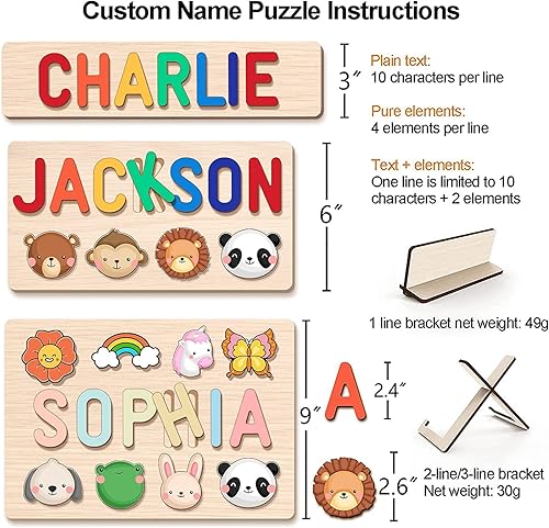 Miniatura 7 de Rompecabezas de nombres personalizado para niños – Regalos para niñas de 1 año – Regalos personalizados de cumpleaños para bebés, juguetes para