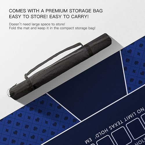 Miniatura 20 de YUZPKRSI Texas Hold'em - Tapete de póquer para 6 jugadores, repelente al agua, portátil, con bolsas de transporte gruesas para juegos de póquer, 47