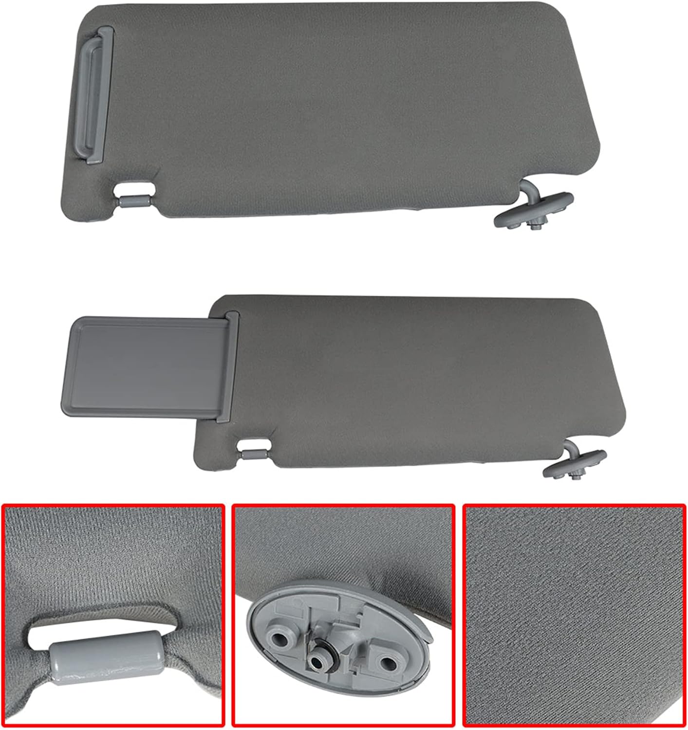 munirater Gray Sun Visor Sun Shade Pair Left Right Driver Passenger Set Replacement for 2005-2015 Toyota Tacoma 74320-35C10-B0