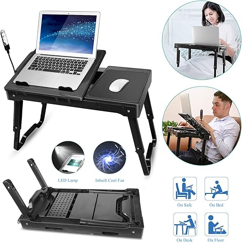 Miniatura 2 de iMounTek Mesa para computadora portátil, mesa para computadora portátil, bandeja multifuncional con ventilador de refrigeración interno, escritorios