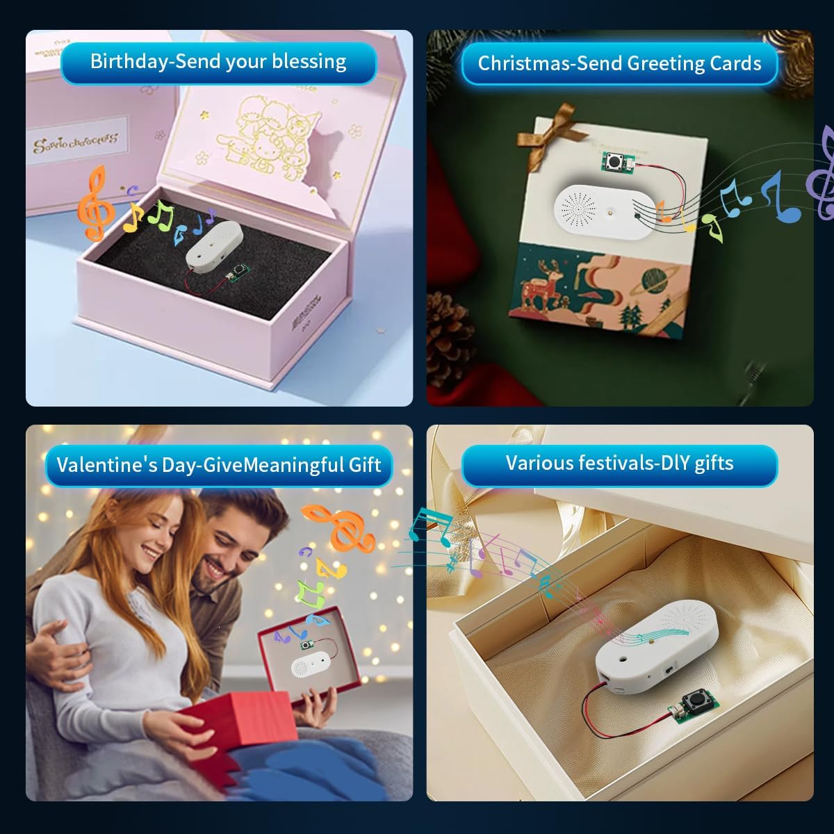 Sound Module Voice Chip,16MB Push Button Control Activated MP3 Audio Box for Gift Box,Crafts, Christmas,New Year Greeting Gifts Cards Box Support USB Download Music with Speaker.