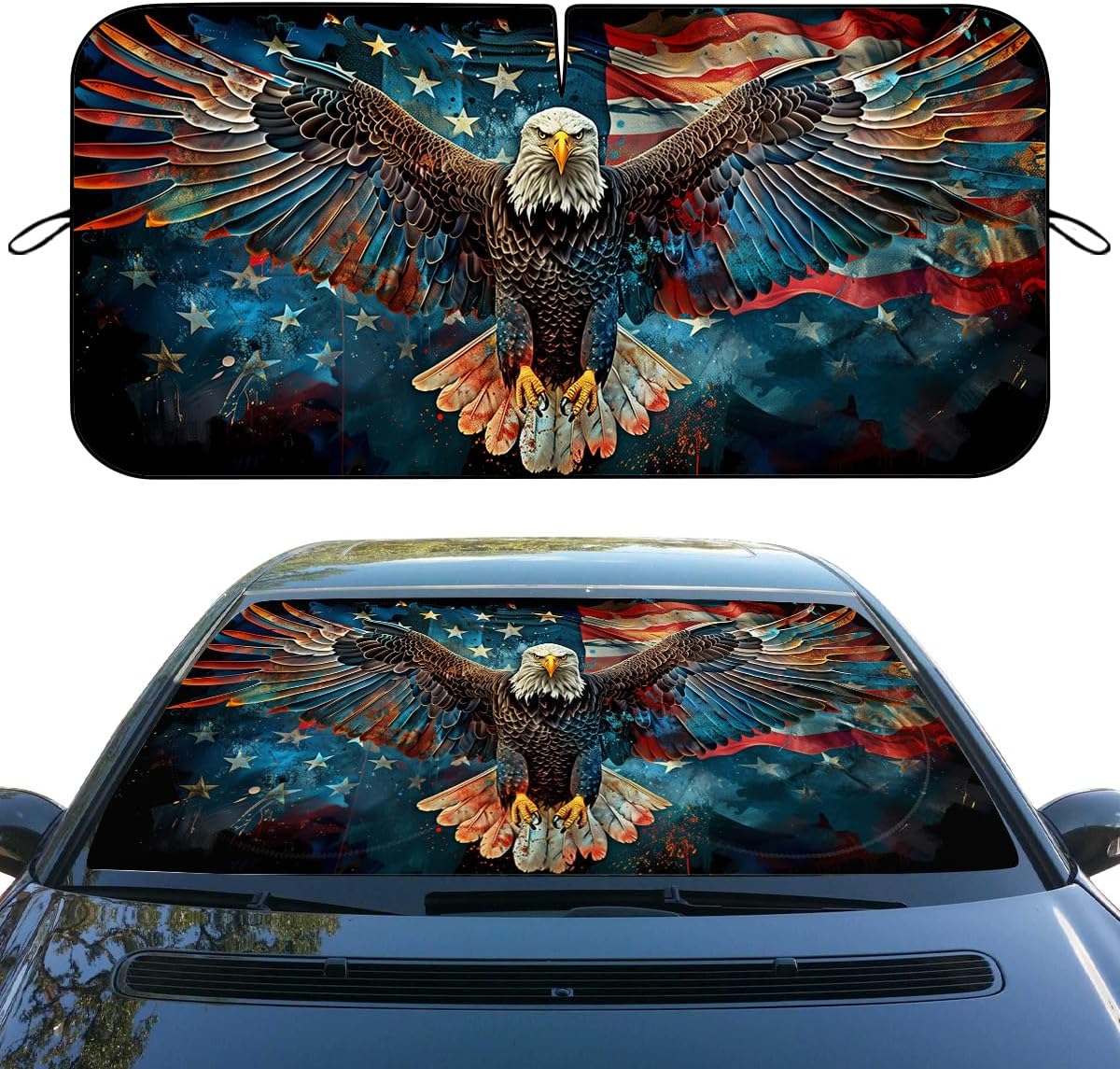 Wild Flower Car Windshield Sunshades Colorful Floral Boho Retro Heatshield Front Window Car Sun ​Shade Windshield Blocks UV Rays Sun Visor Protector for Car Sedan Truck SUV Accessories 59"L x 31.5"W