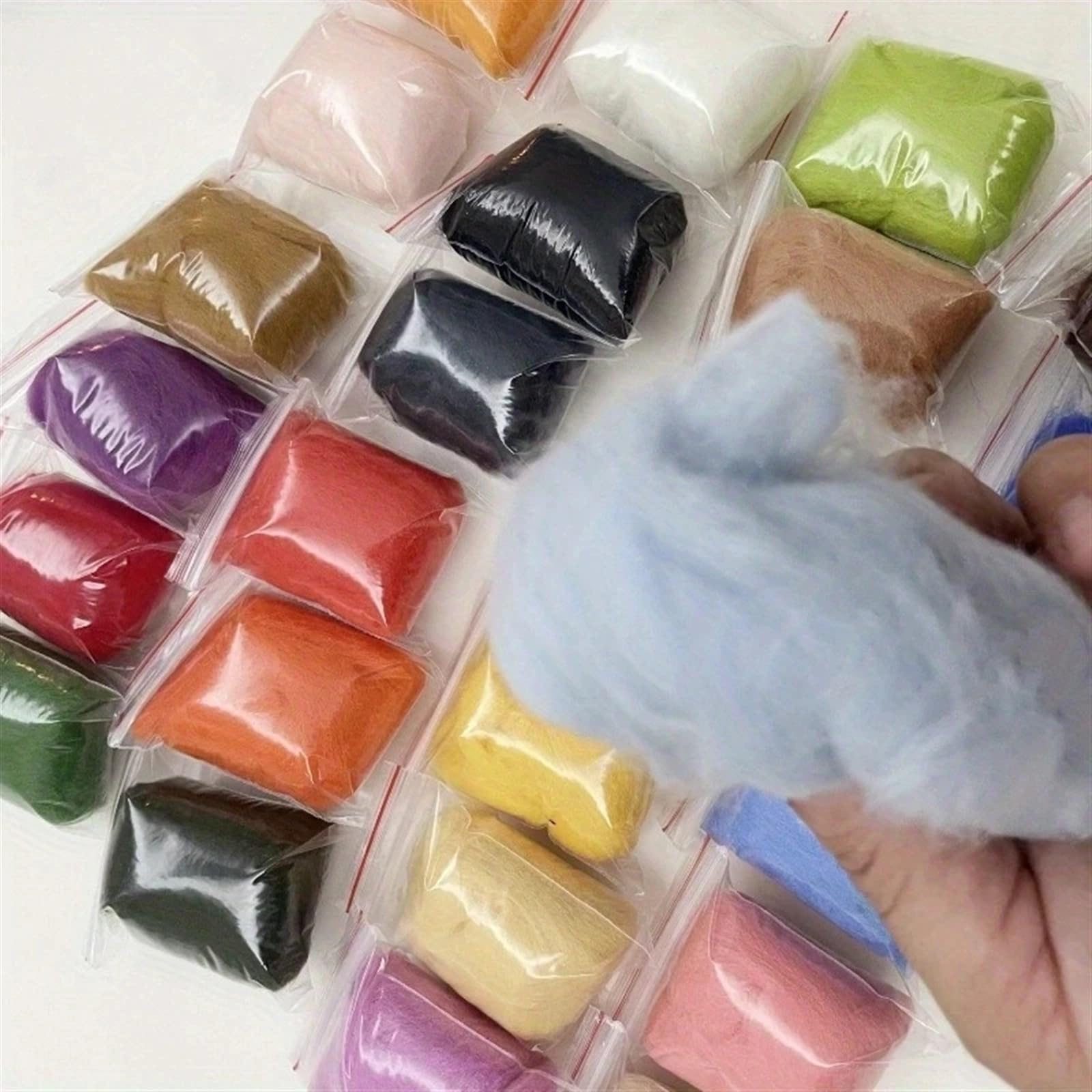 Wollroving 24 Farben for Nadelfilzen, Handspinnen, DIY, lustige Puppenhandarbeit Für Nadelfilzen
