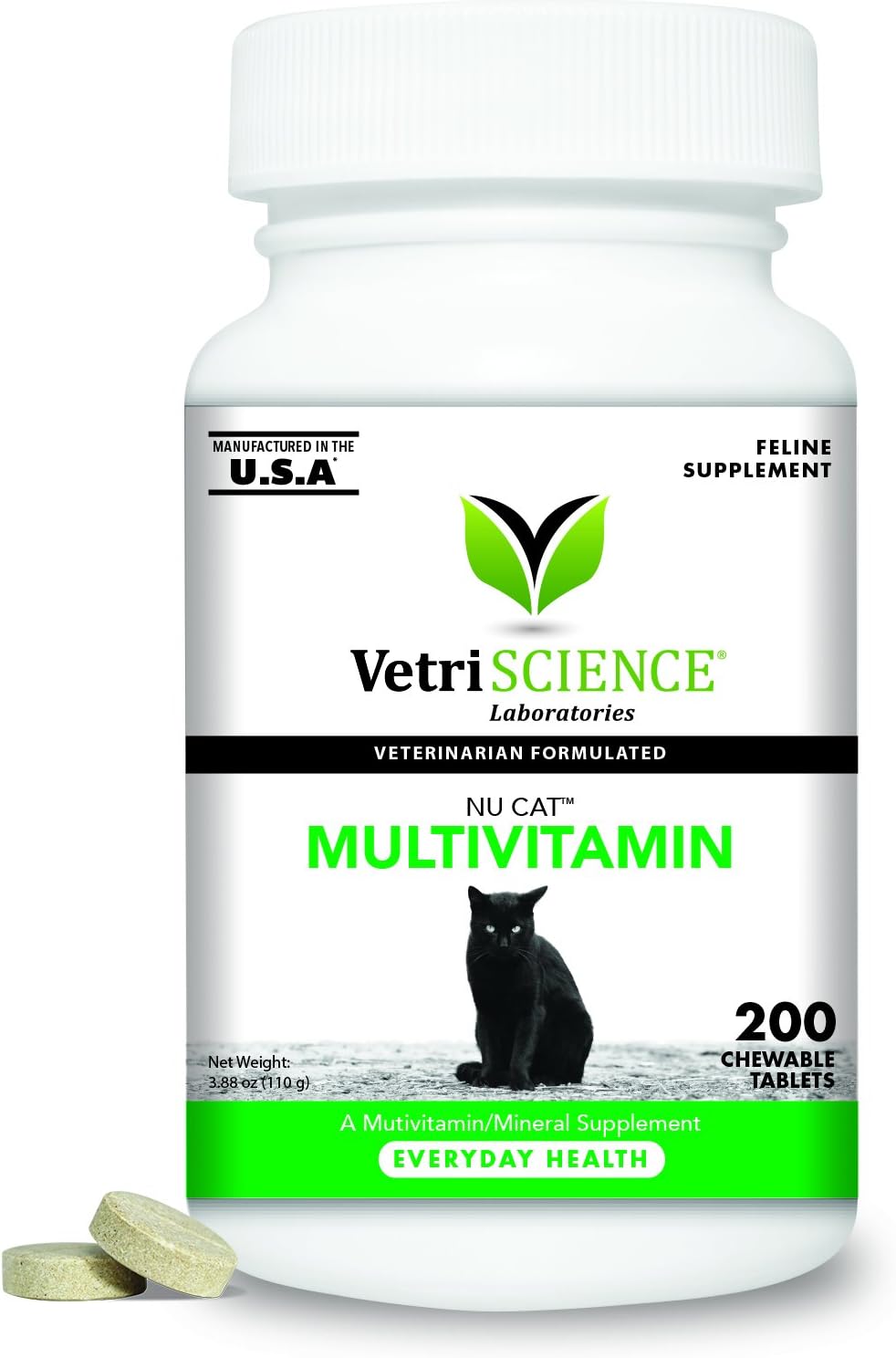 VetriScience Laboratories-Nu Cat, Multivitamin Formula for Cats-200 Chewable Tablets
