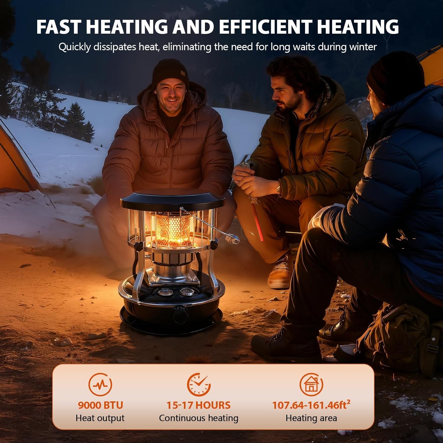 YOXIER Propane Heater, 2 in 1 Non-Electric 9000 BTU Indoor Propane Heater, Kerosene Heaters for Indoor Use, Indoors Outdoor Heaters for Camping, Hunting, Cooking, Home, Garage, and Emergency Prepared