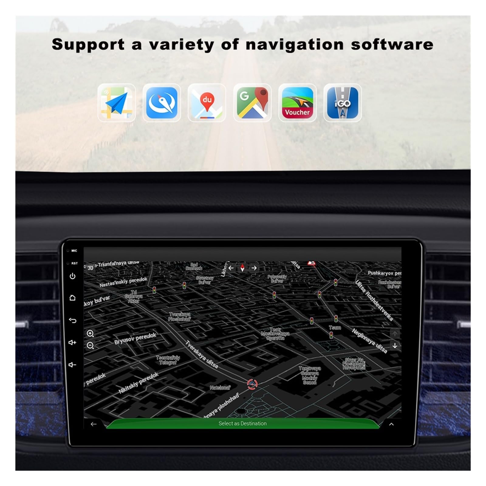 Nawigacja satelitarna Radio samochodowe Nawigacja GPS Bezprzewodowe samochodowe multimedia wideo(T2 CAM DVR)