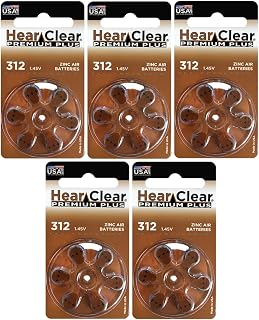 HearClear Size 312 PR41 Hearing Aid Batteries Brown Tab (30 Batteries)