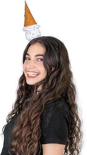 Miniatura 2 de Dress Up America Diadema de cono de helado, sombrero de fiesta de helado, accesorio para fiesta de disfraces